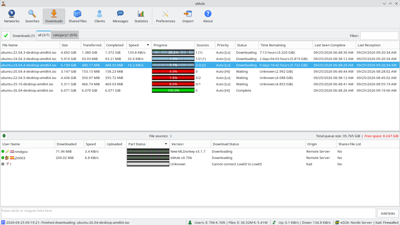 Downloads window