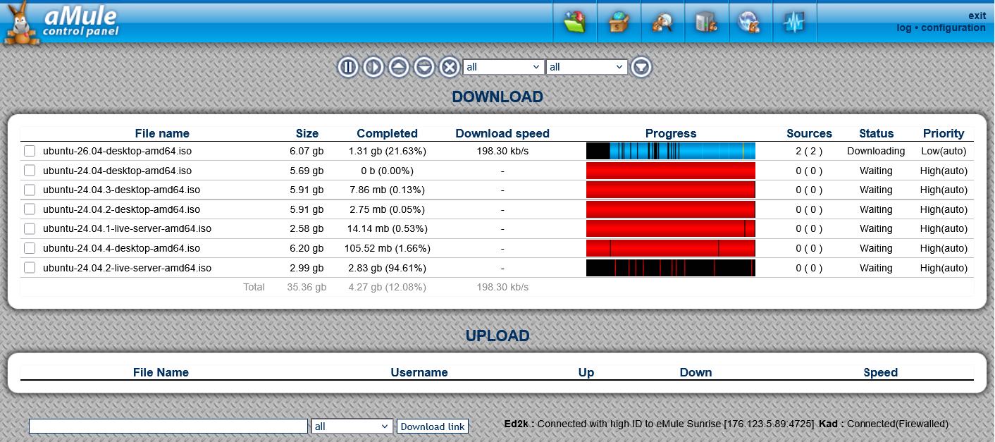 The Downloads section of the Legacy Web UI