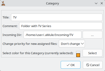 The Category dialog