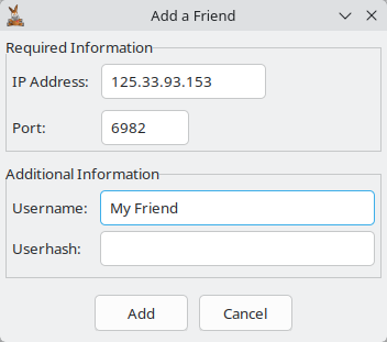 Add a Friend dialog