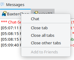 Chat tab context menu