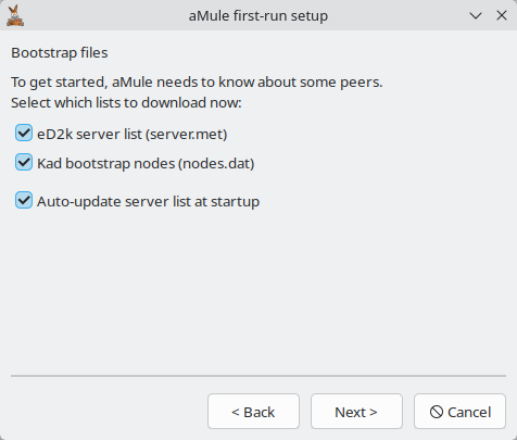 Bootstrap files page of the setup wizard