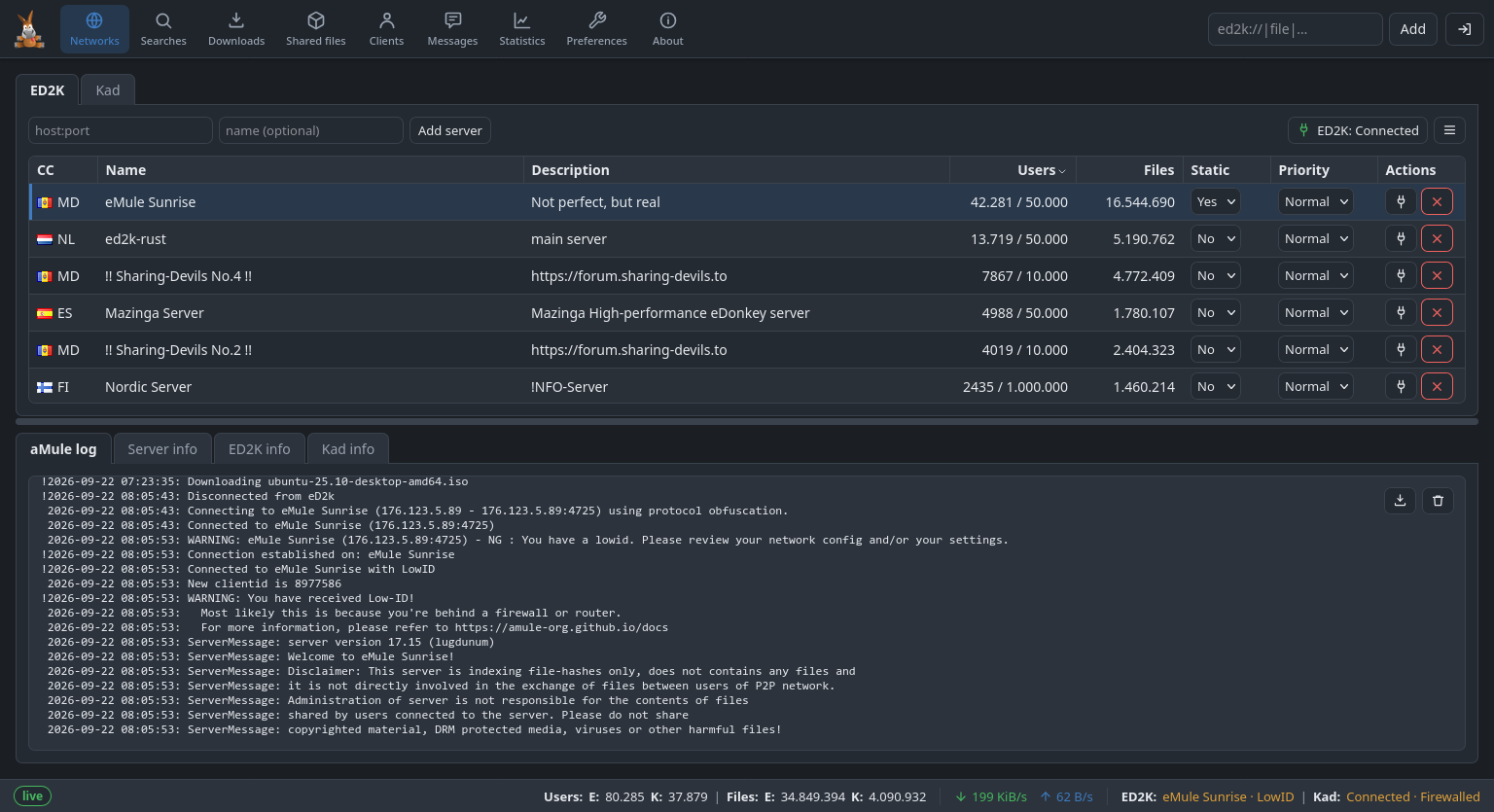 The Networks section of the Web UI