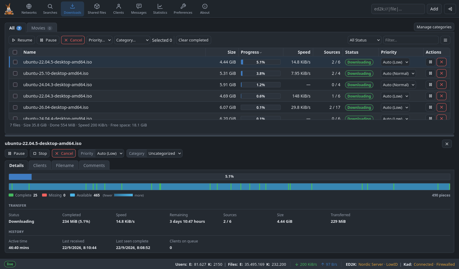 The Downloads section of the Web UI