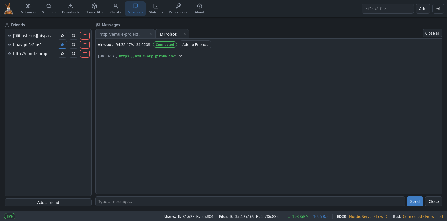 The Messages section of the Web UI