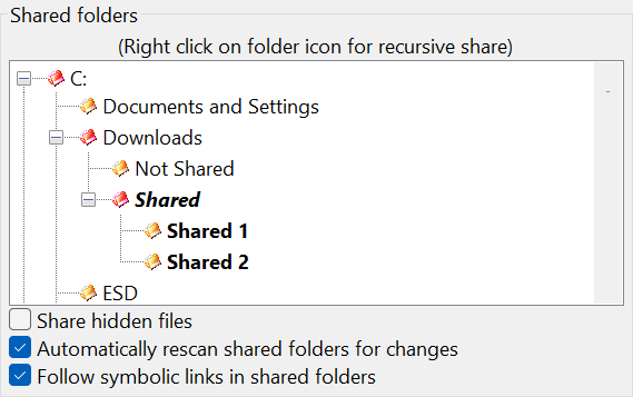 Shared folders directory tree