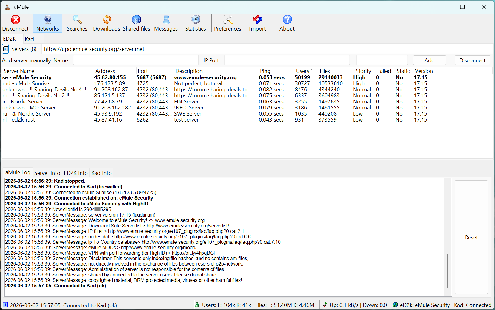 The Networks window