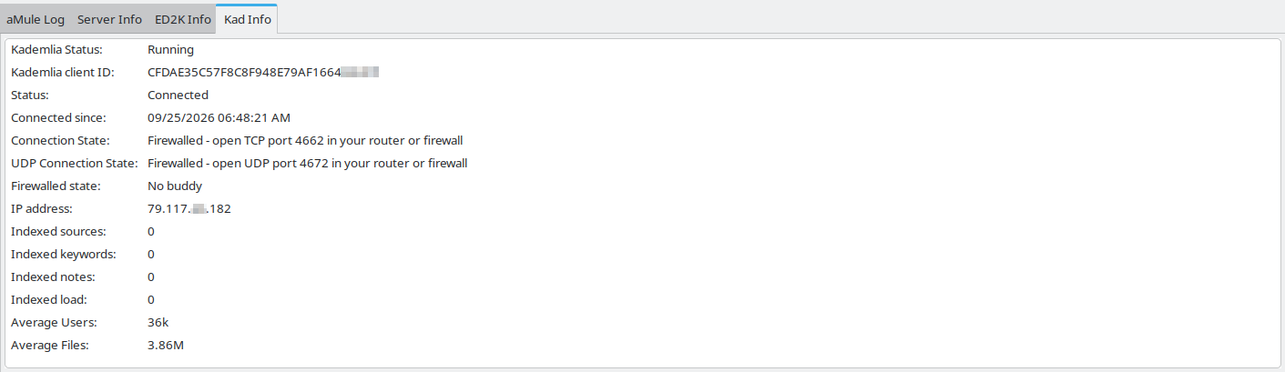 The Kad Info tab