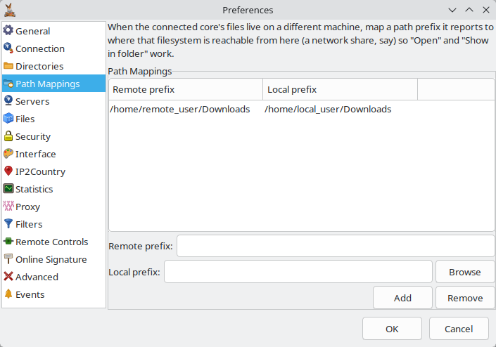 Path Mappings preferences tab