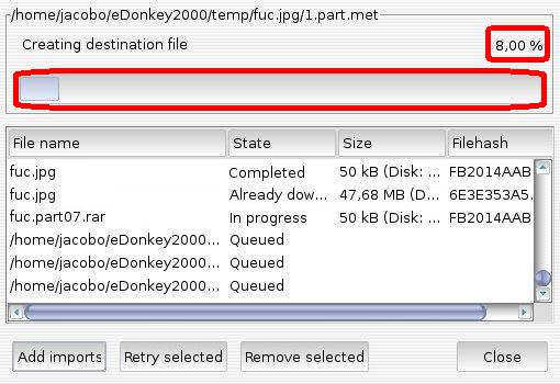 Import progress bar