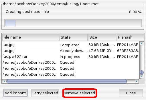 Remove selected button