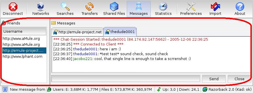 Messages window
