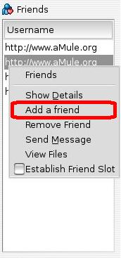 Remove friend menu item