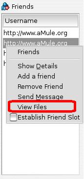 View files menu item