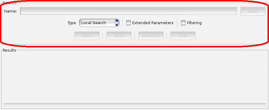 Search controls area