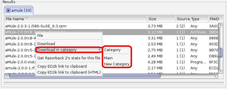 Download in category submenu
