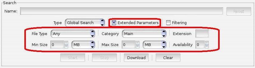Extended parameters panel