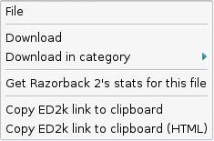 Results right-click menu