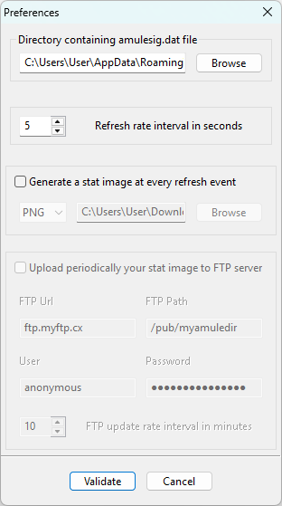 wxcas Preferences dialog